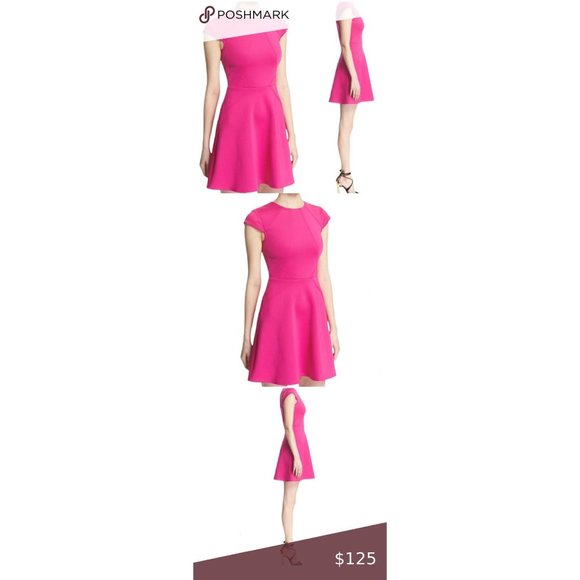 Jennifer Lopez Womens Skater Dress Crew Neck Back Zip Sleeveless Pink Size 6 - Picture 1 of 9